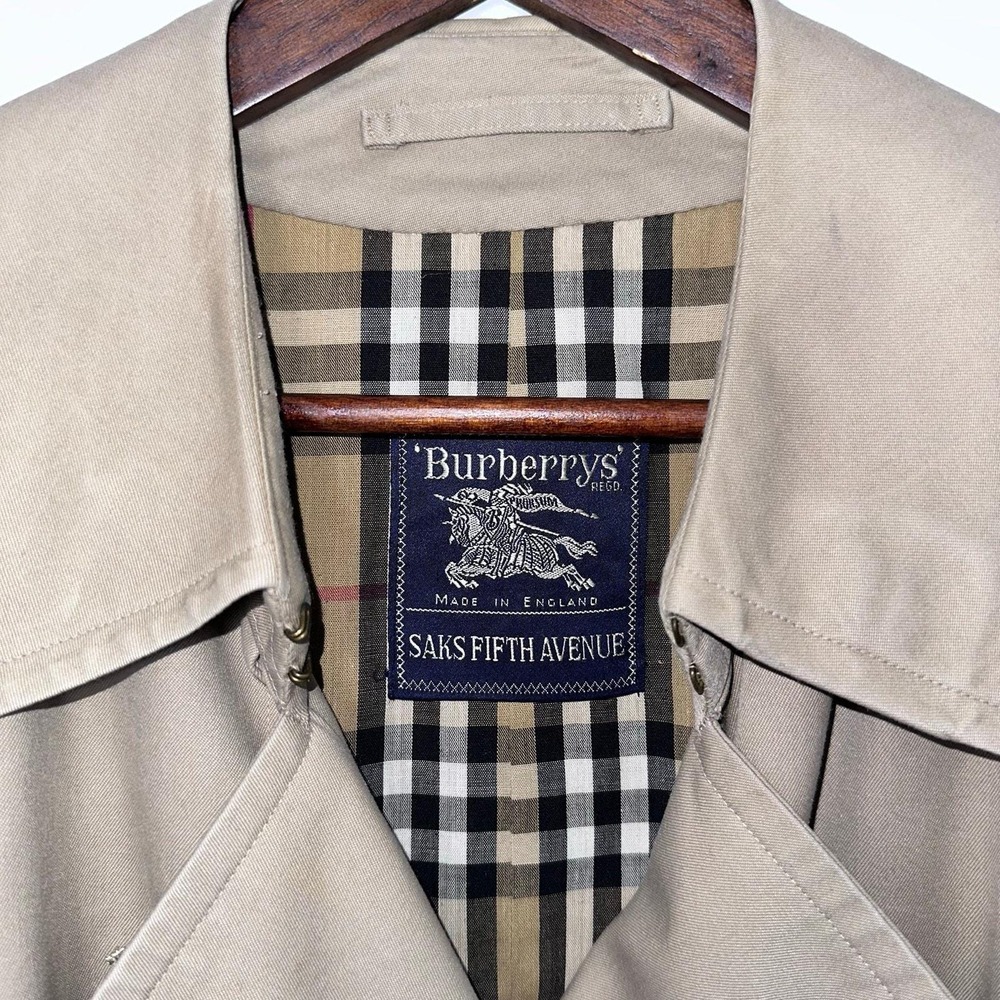 Burberrys Trench Coat 42 Long Khaki Good Vtg Nova Check Made in England‎ Classic - Picture 4 of 16